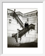 Couple walking down steps art print extra small white Art Print - Science Museum Shop