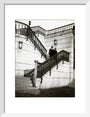 Couple walking down steps art print small white Art Print - Science Museum Shop