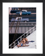 Sunbathers on a bridge, USA art print extra small black Art Print - Science Museum Shop