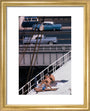 Sunbathers on a bridge, USA art print extra small gold Art Print - Science Museum Shop