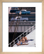 Sunbathers on a bridge, USA art print extra small natural Art Print - Science Museum Shop
