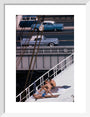 Sunbathers on a bridge, USA art print small white Art Print - Science Museum Shop