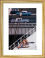 Sunbathers on a bridge, USA art print small gold Art Print - Science Museum Shop