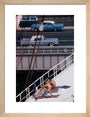 Sunbathers on a bridge, USA art print small natural Art Print - Science Museum Shop