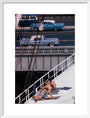 Sunbathers on a bridge, USA art print medium white Art Print - Science Museum Shop