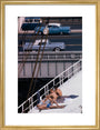 Sunbathers on a bridge, USA art print medium gold Art Print - Science Museum Shop