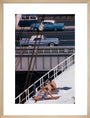 Sunbathers on a bridge, USA art print medium natural Art Print - Science Museum Shop