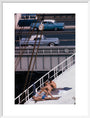 Sunbathers on a bridge, USA art print large white Art Print - Science Museum Shop