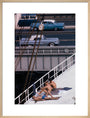 Sunbathers on a bridge, USA art print large natural Art Print - Science Museum Shop