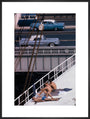 Sunbathers on a bridge, USA art print extra large black Art Print - Science Museum Shop