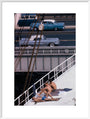 Sunbathers on a bridge, USA art print extra large white Art Print - Science Museum Shop