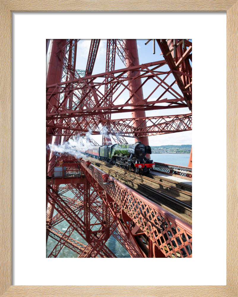Flying Scotsman crossing the Forth Bridge, Scotland. art print extra small natural Art Print - Science Museum Shop
