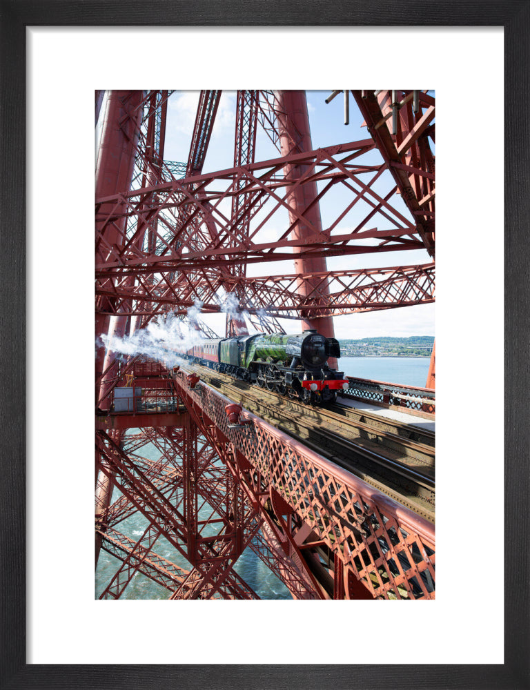 Flying Scotsman crossing the Forth Bridge, Scotland. art print small black Art Print - Science Museum Shop