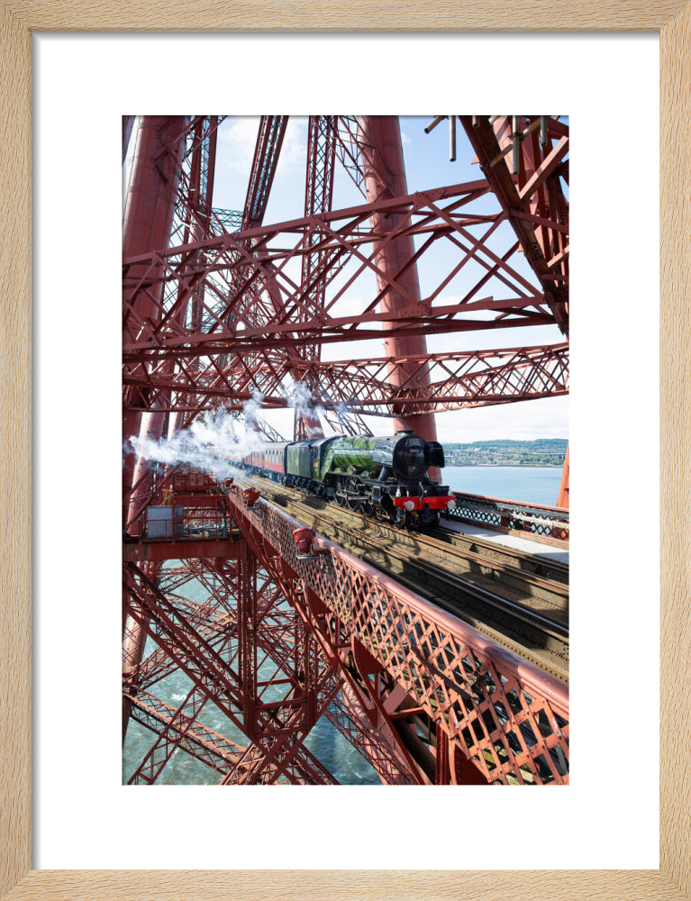Flying Scotsman crossing the Forth Bridge, Scotland. art print small natural Art Print - Science Museum Shop
