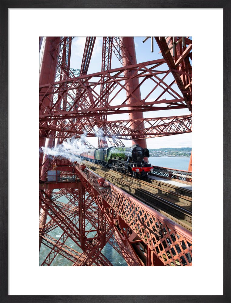 Flying Scotsman crossing the Forth Bridge, Scotland. art print medium black Art Print - Science Museum Shop
