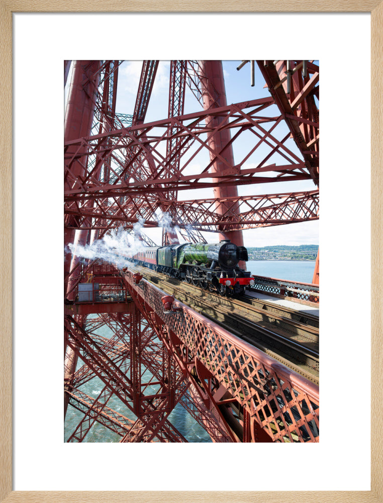 Flying Scotsman crossing the Forth Bridge, Scotland. art print medium natural Art Print - Science Museum Shop