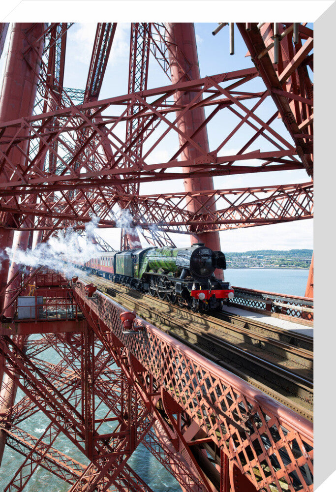 Flying Scotsman crossing the Forth Bridge, Scotland. stretched canvas medium none Art Print - Science Museum Shop