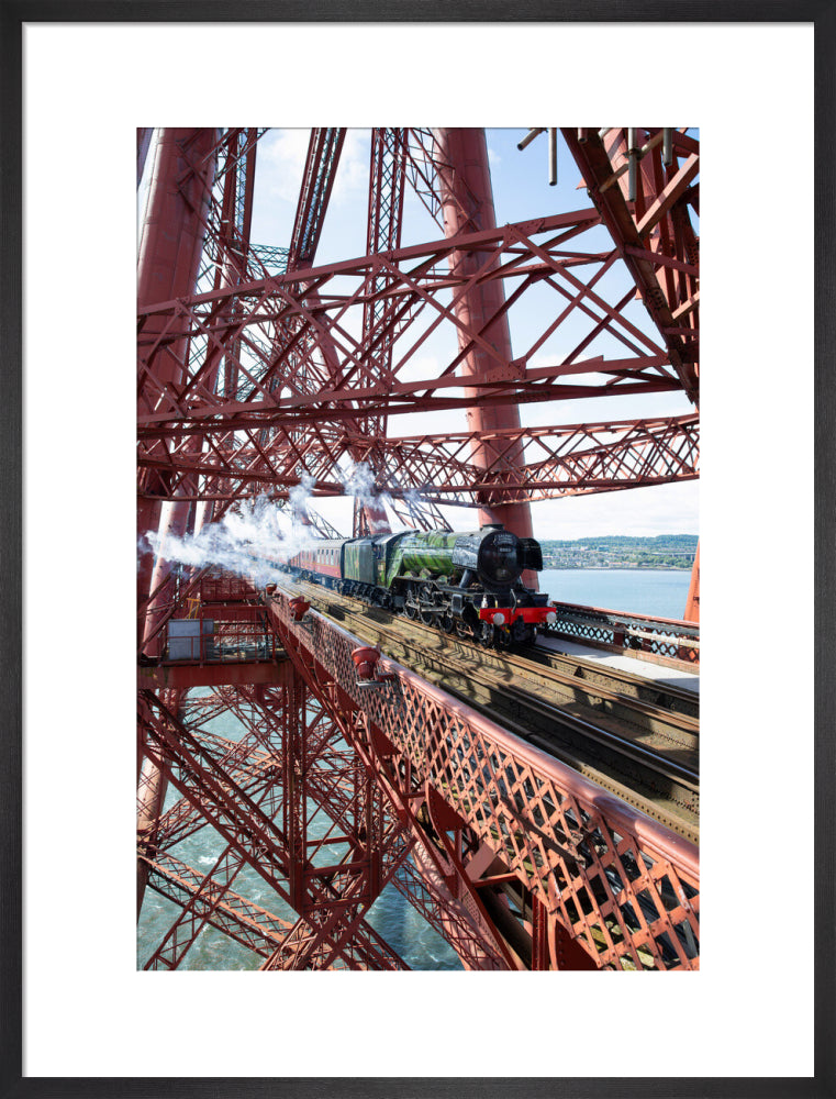 Flying Scotsman crossing the Forth Bridge, Scotland. art print large black Art Print - Science Museum Shop