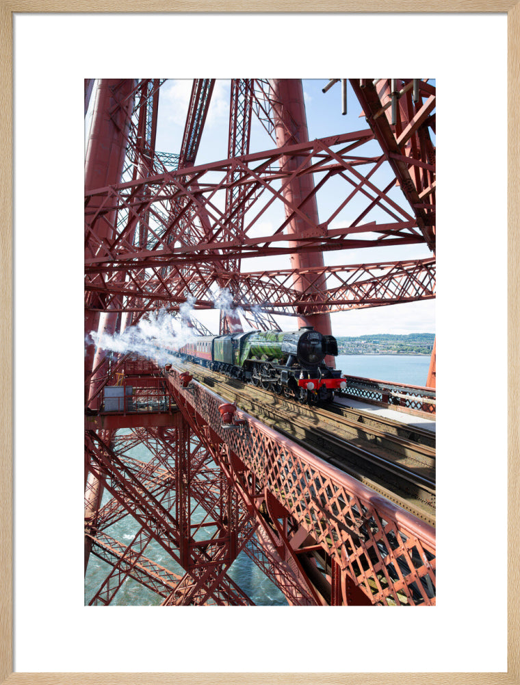 Flying Scotsman crossing the Forth Bridge, Scotland. art print large natural Art Print - Science Museum Shop