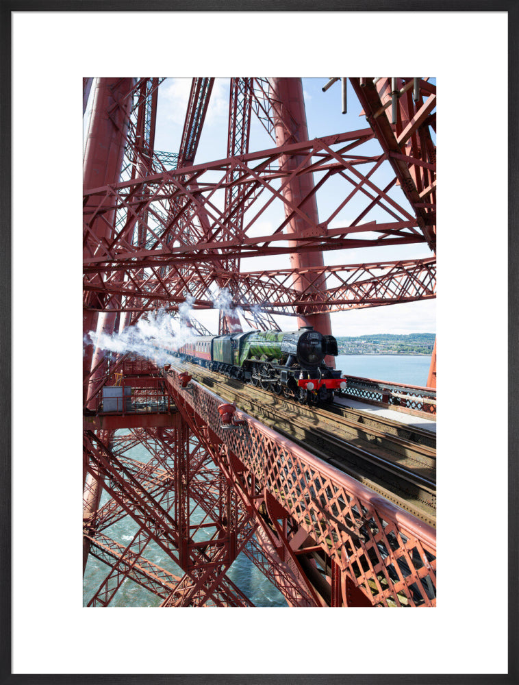 Flying Scotsman crossing the Forth Bridge, Scotland. art print extra large black Art Print - Science Museum Shop