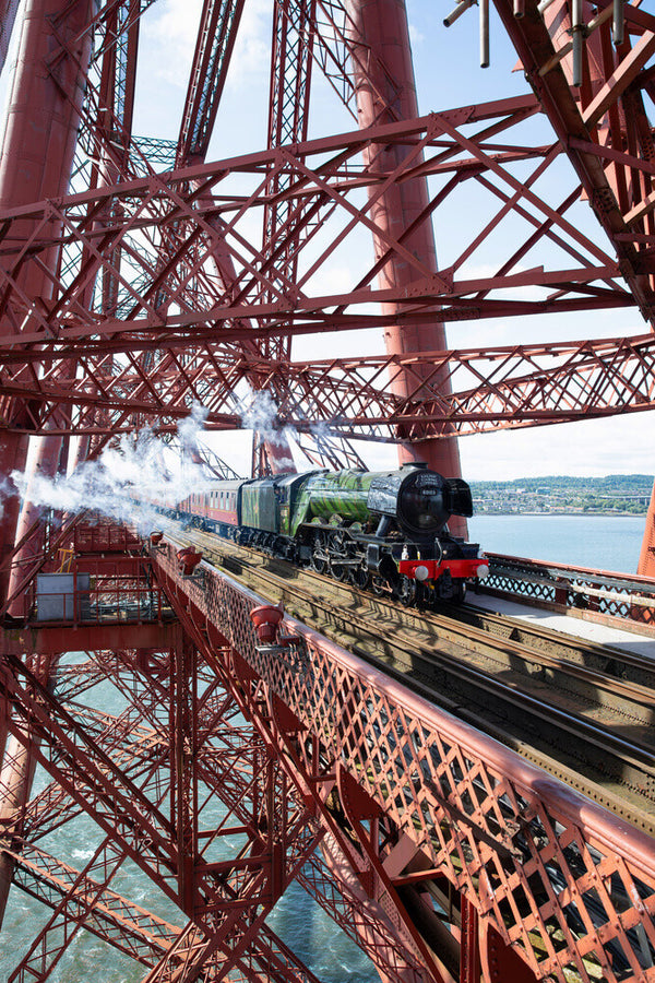 Flying Scotsman crossing the Forth Bridge, Scotland. Art Print - Science Museum Shop