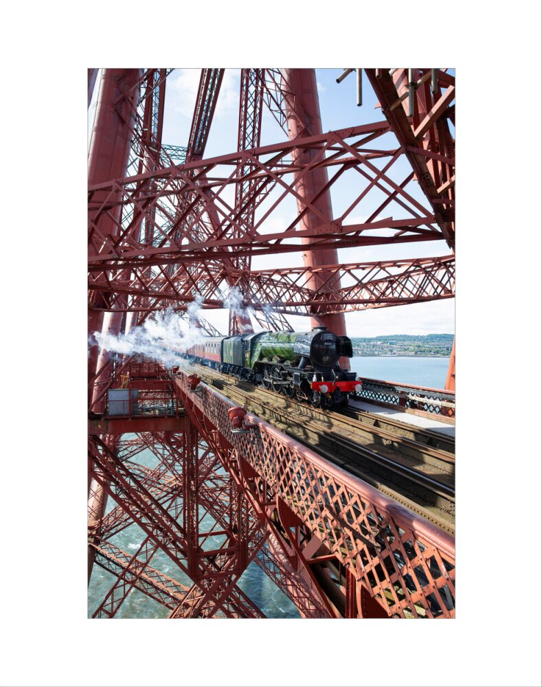 Flying Scotsman crossing the Forth Bridge, Scotland. art print extra small none Art Print - Science Museum Shop