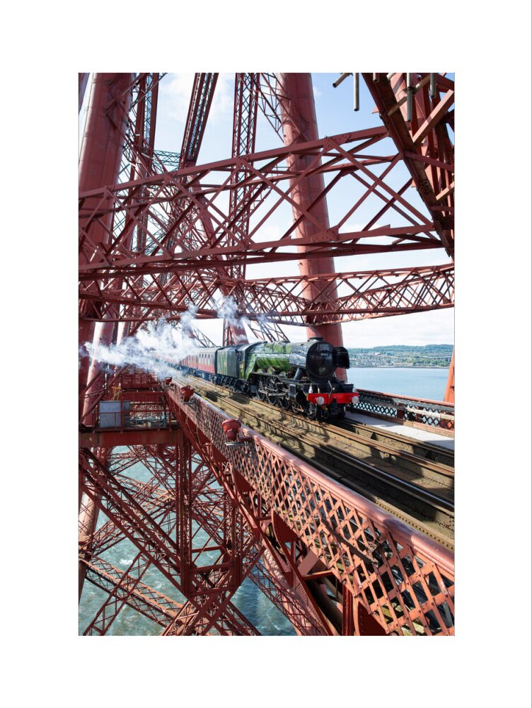 Flying Scotsman crossing the Forth Bridge, Scotland. art print large none Art Print - Science Museum Shop