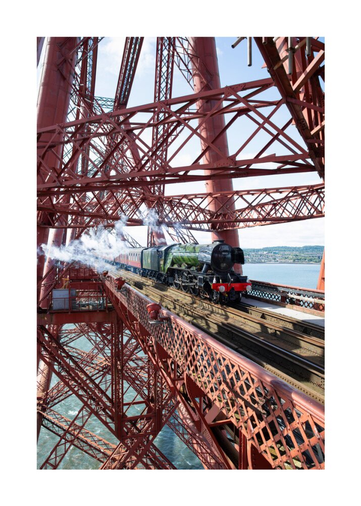 Flying Scotsman crossing the Forth Bridge, Scotland. unstretched canvas large none Art Print - Science Museum Shop