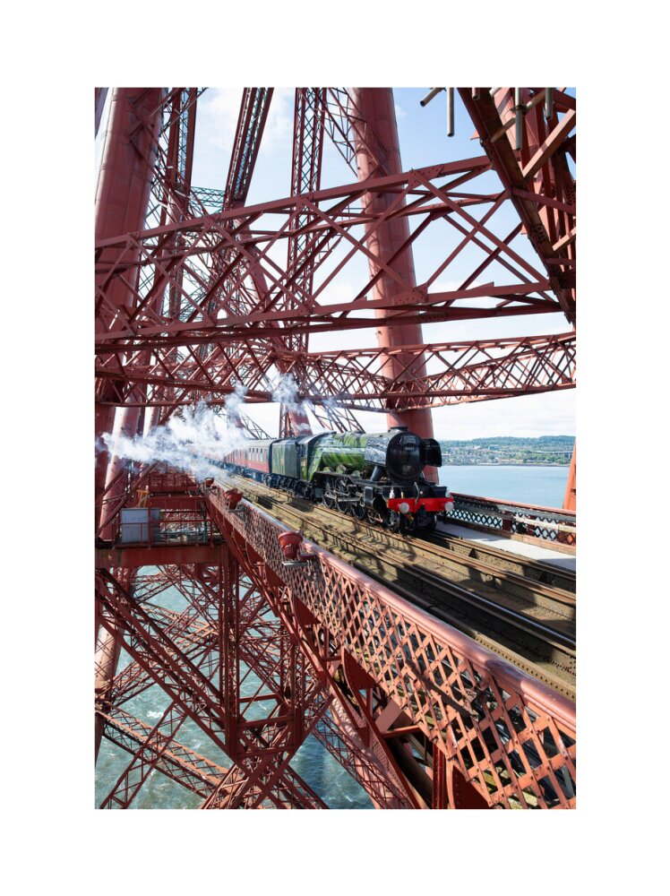 Flying Scotsman crossing the Forth Bridge, Scotland. art print extra large none Art Print - Science Museum Shop