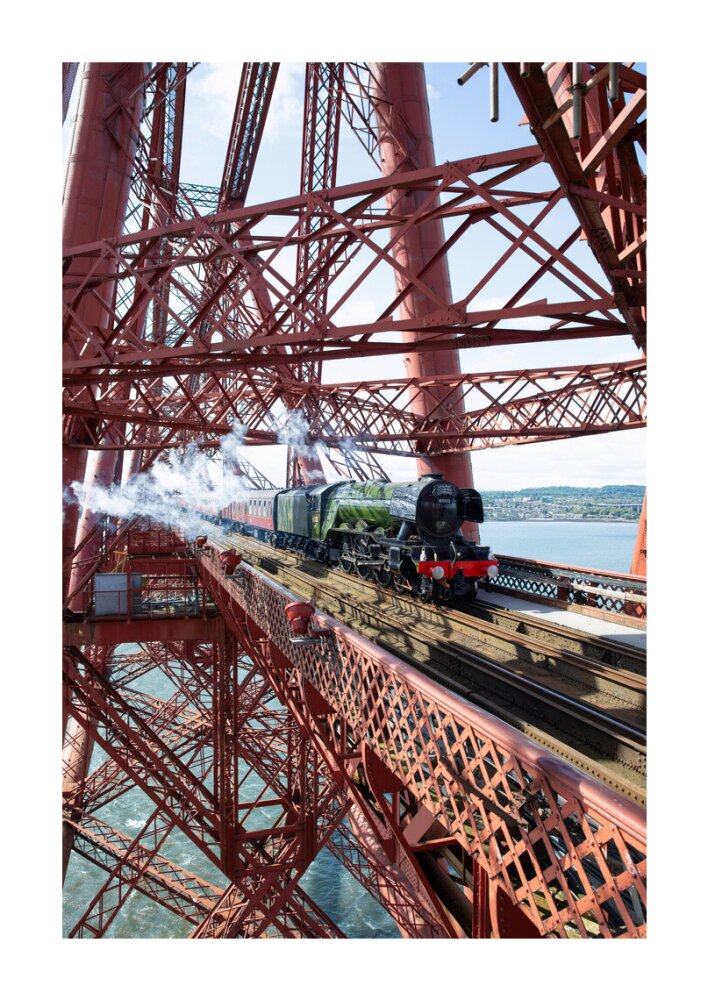 Flying Scotsman crossing the Forth Bridge, Scotland. unstretched canvas extra large none Art Print - Science Museum Shop