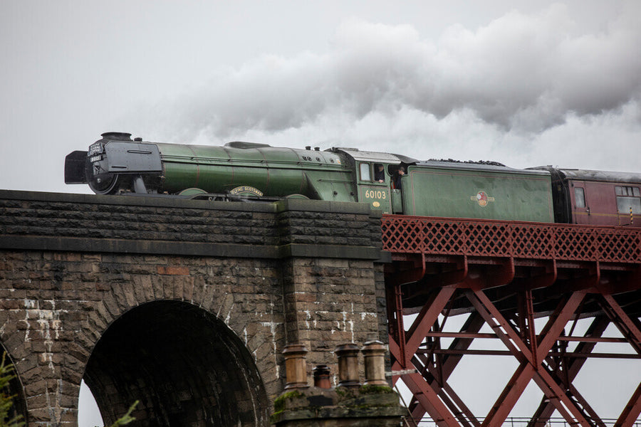 Flying Scotsman crossing the Forth Bridge on 8th October 2023. Art Print - Science Museum Shop