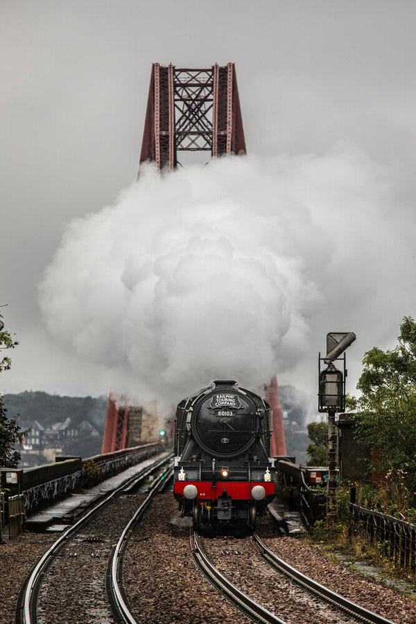 Flying Scotsman crossing the Forth Bridge on 8th October 2023. Art Print - Science Museum Shop