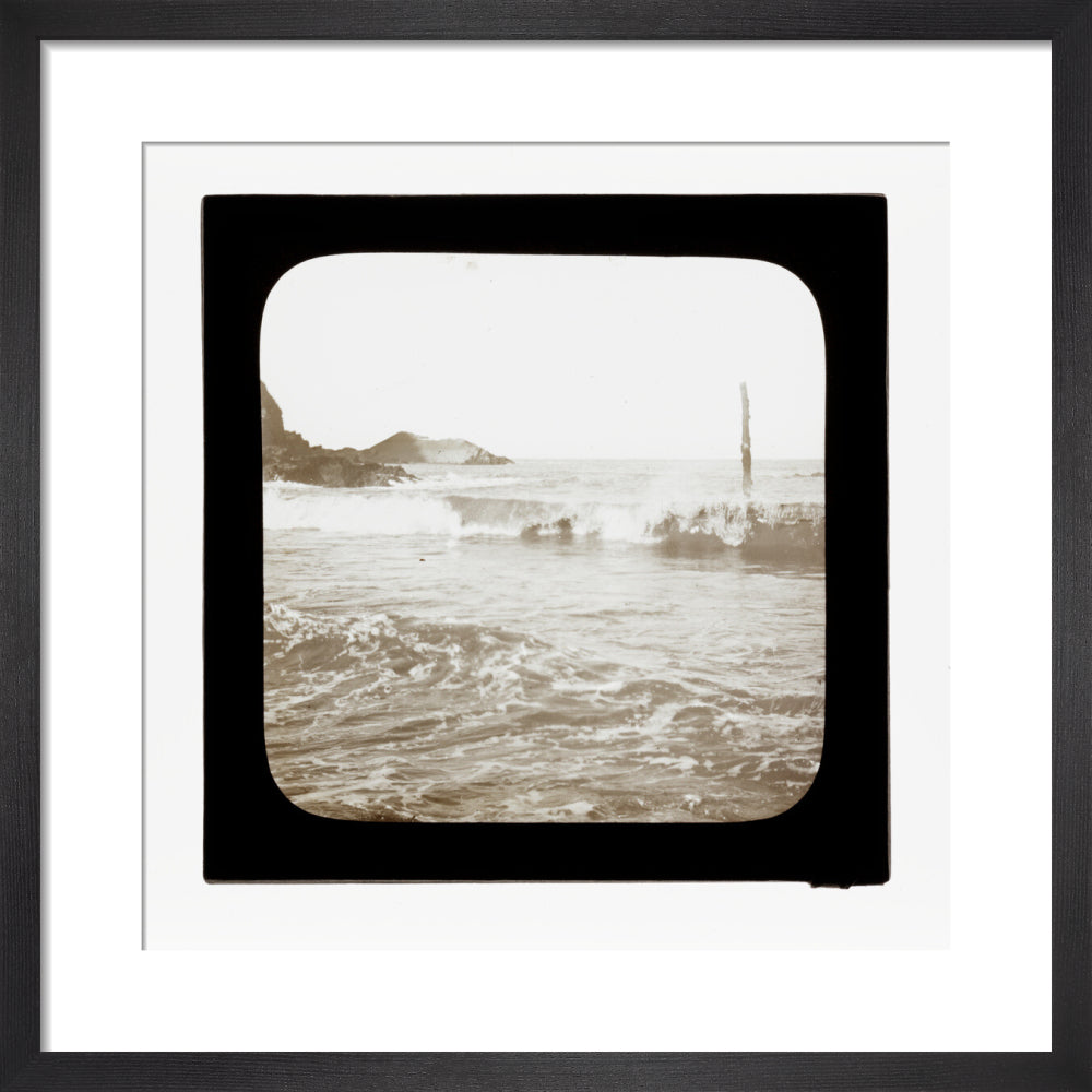 A magic lantern slide of a seascape by Birt Acres, c. 1893. art print small black Art Print - Science Museum Shop