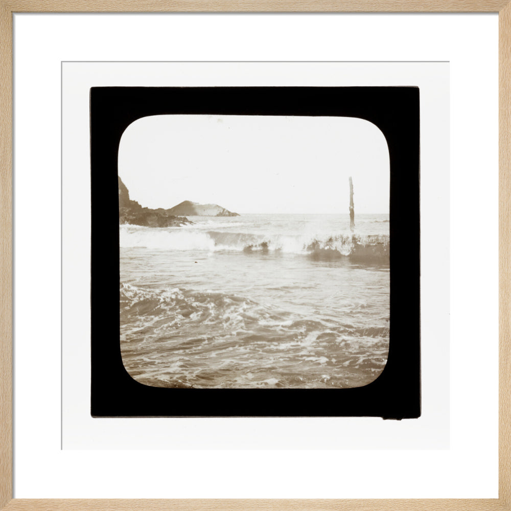 A magic lantern slide of a seascape by Birt Acres, c. 1893. art print medium natural Art Print - Science Museum Shop