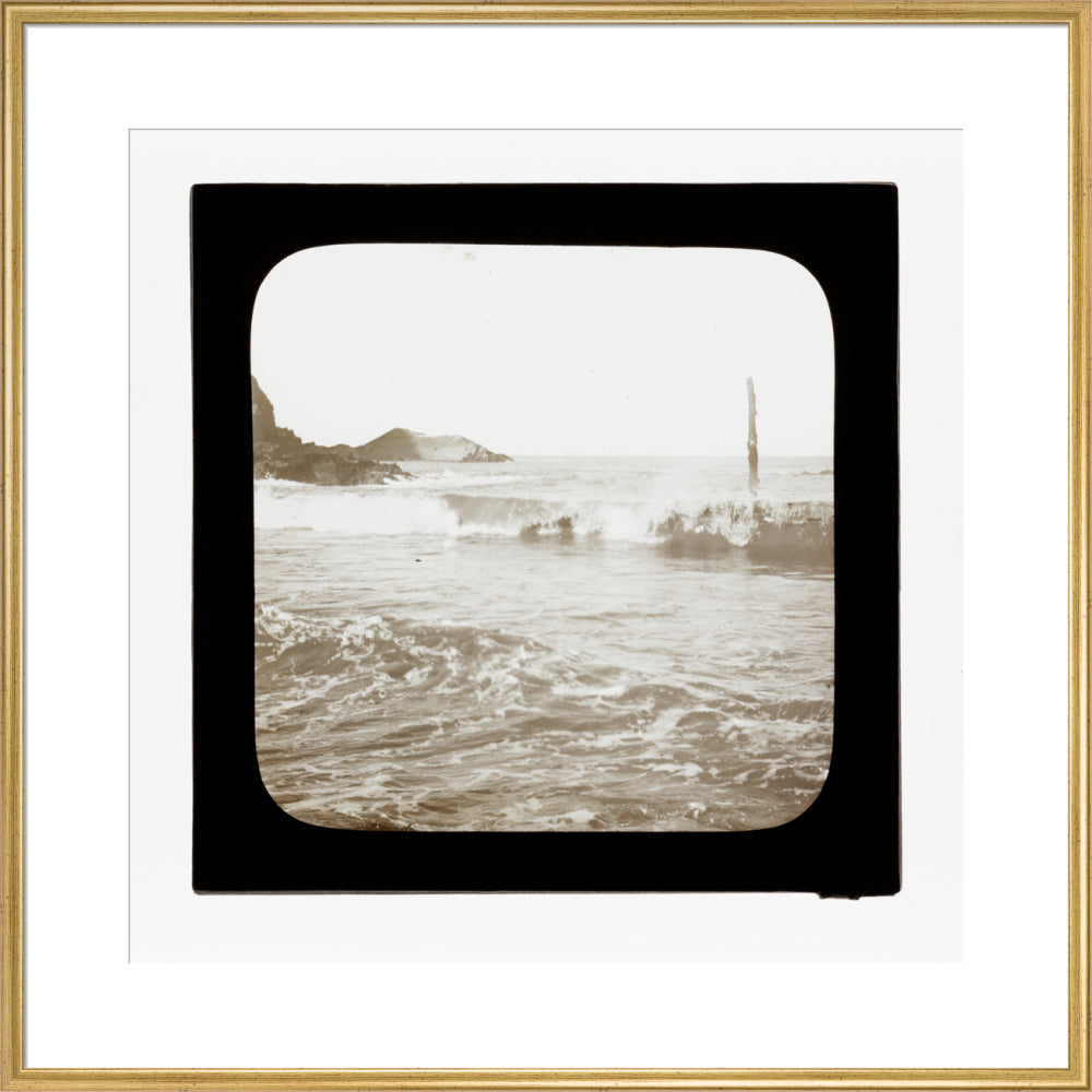 A magic lantern slide of a seascape by Birt Acres, c. 1893. art print extra large gold Art Print - Science Museum Shop