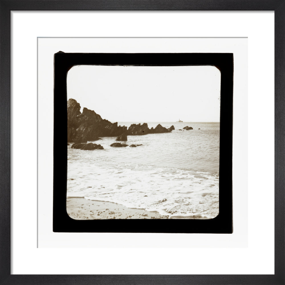 A magic lantern slide of a seascape by Birt Acres, c. 1893. art print small black Art Print - Science Museum Shop