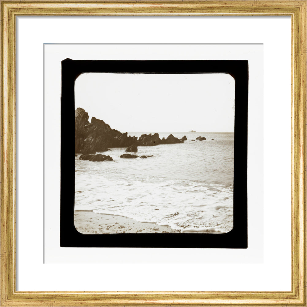 A magic lantern slide of a seascape by Birt Acres, c. 1893. art print small gold Art Print - Science Museum Shop