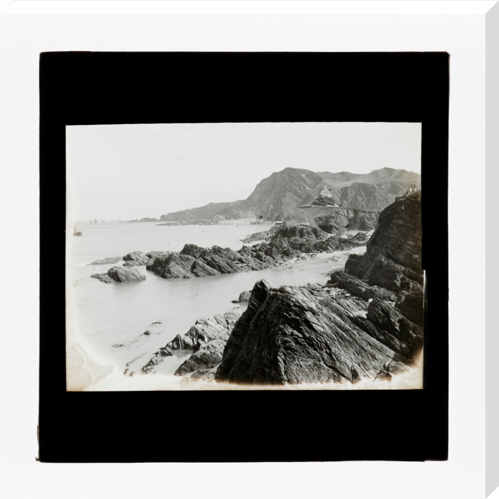 A magic lantern slide of Hillsborough from Ilfracombe by Birt Acres, c. 1893. stretched canvas extra large none Art Print - Science Museum Shop