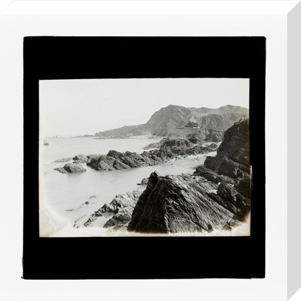 A magic lantern slide of Hillsborough from Ilfracombe by Birt Acres, c. 1893. stretched canvas medium none Art Print - Science Museum Shop