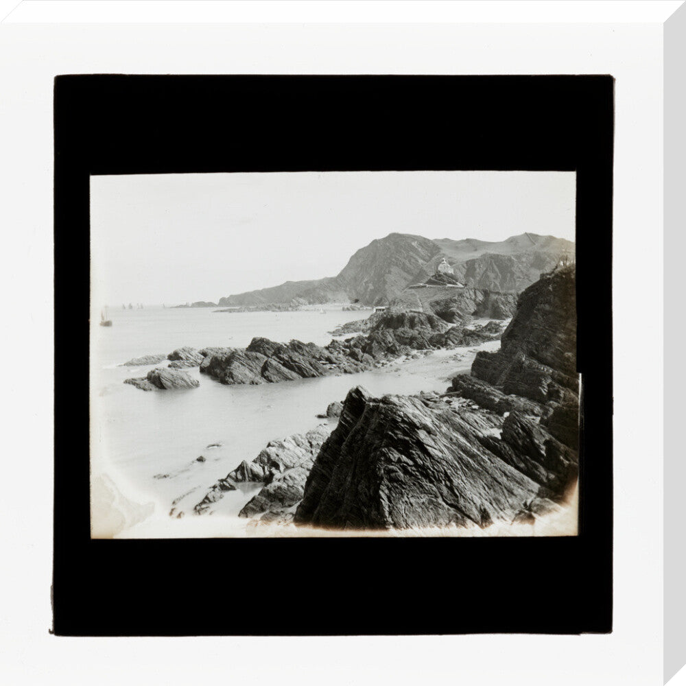 A magic lantern slide of Hillsborough from Ilfracombe by Birt Acres, c. 1893. stretched canvas large none Art Print - Science Museum Shop