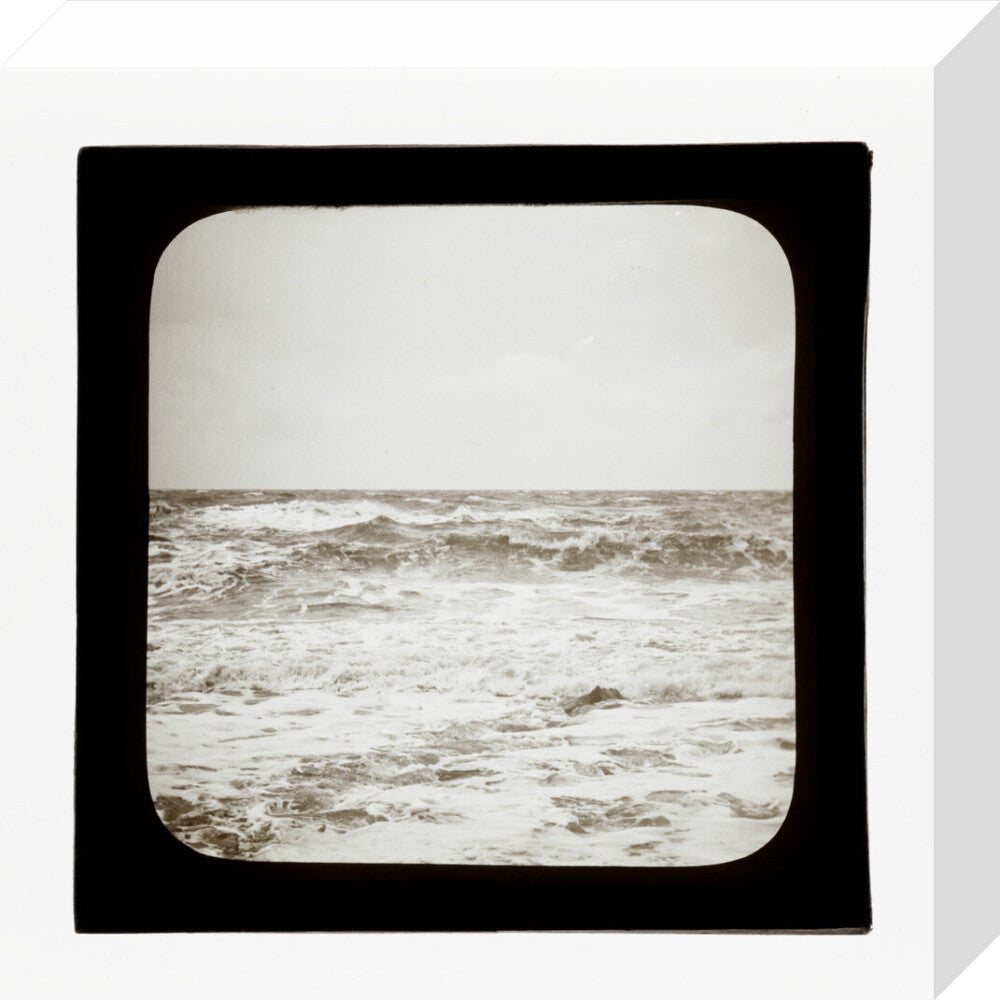 A magic lantern slide of sea waves crashing against the shore by Birt Acres, c. 1893. stretched canvas small none Art Print - Science Museum Shop