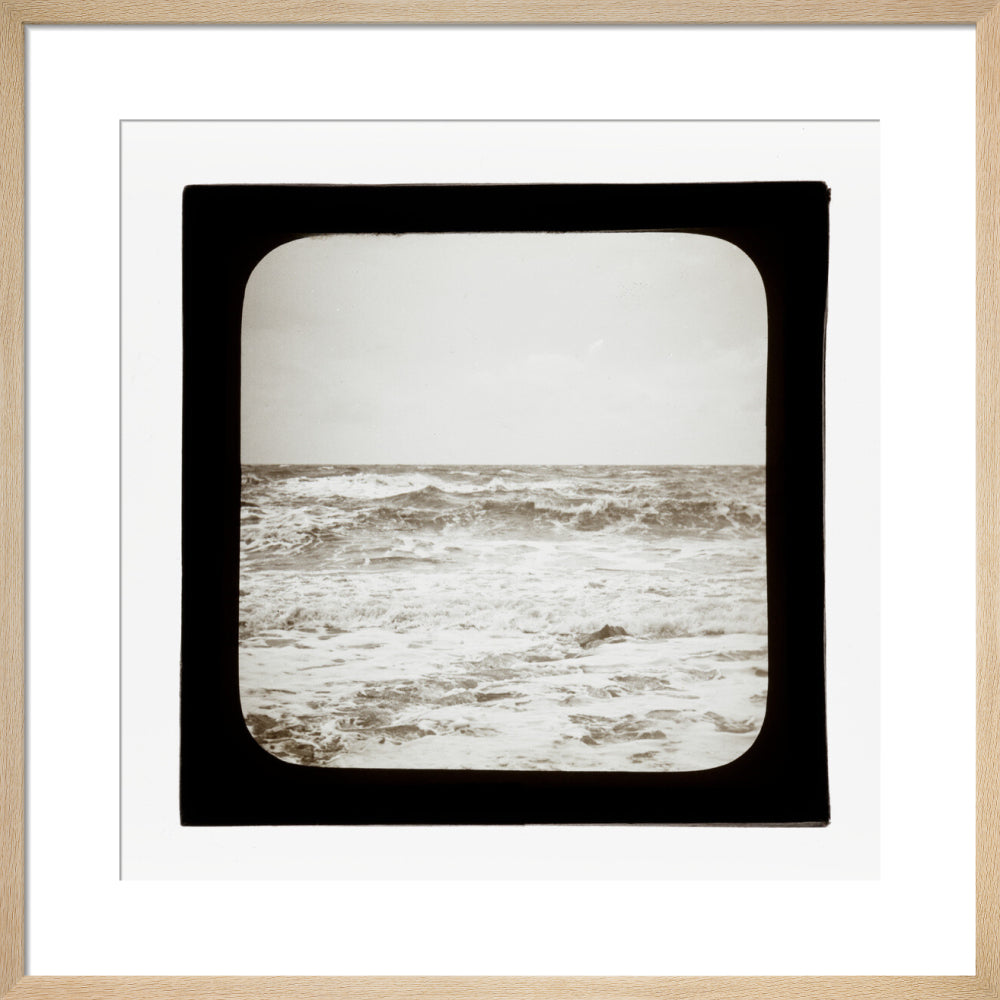 A magic lantern slide of sea waves crashing against the shore by Birt Acres, c. 1893. art print medium natural Art Print - Science Museum Shop