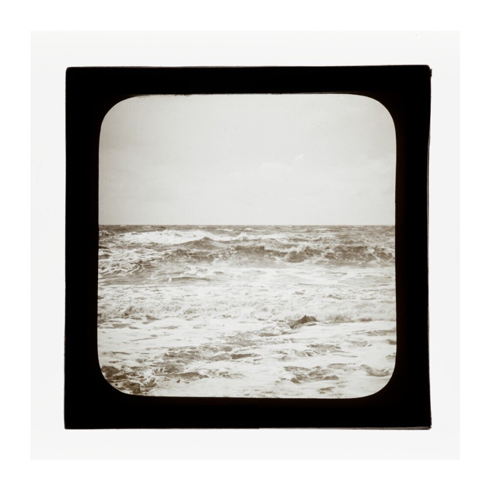 A magic lantern slide of sea waves crashing against the shore by Birt Acres, c. 1893. unstretched canvas extra large none Art Print - Science Museum Shop