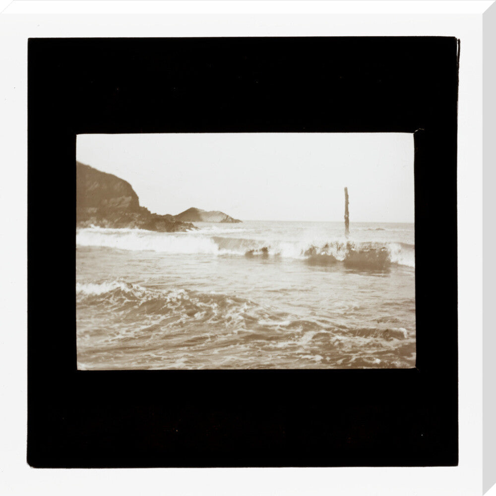 A magic lantern slide of Hele Bay, North Devon by Birt Acres, c. 1893. stretched canvas extra large none Art Print - Science Museum Shop