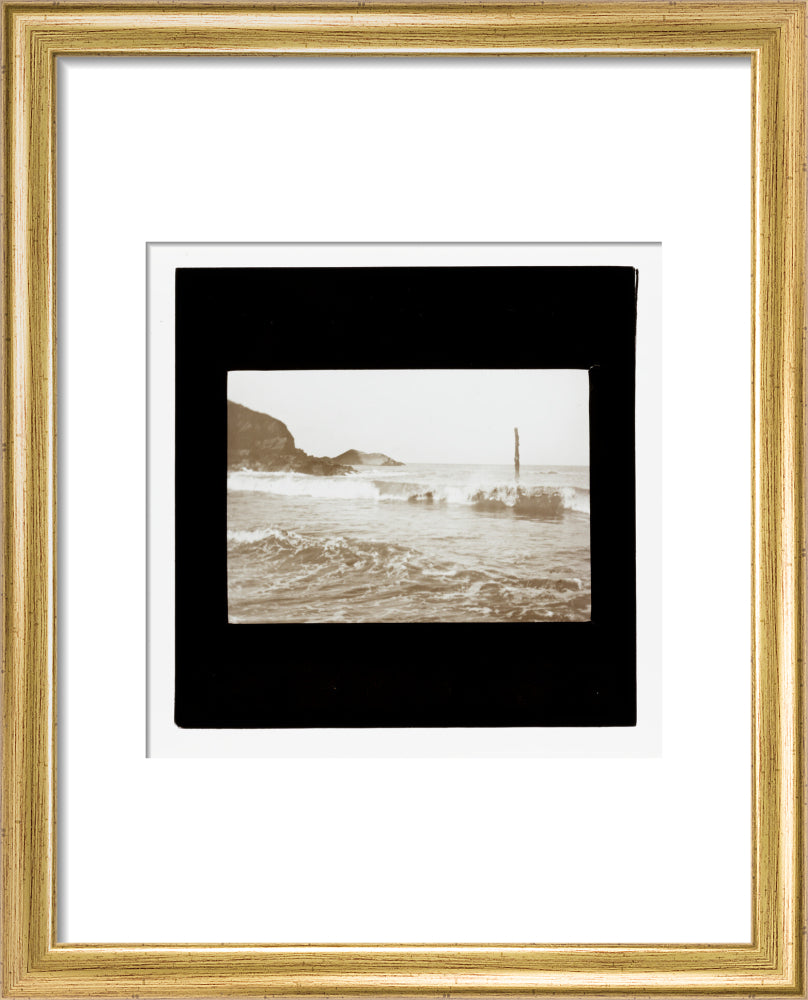 A magic lantern slide of Hele Bay, North Devon by Birt Acres, c. 1893. art print extra small gold Art Print - Science Museum Shop