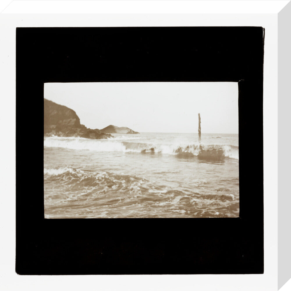 A magic lantern slide of Hele Bay, North Devon by Birt Acres, c. 1893. stretched canvas medium none Art Print - Science Museum Shop