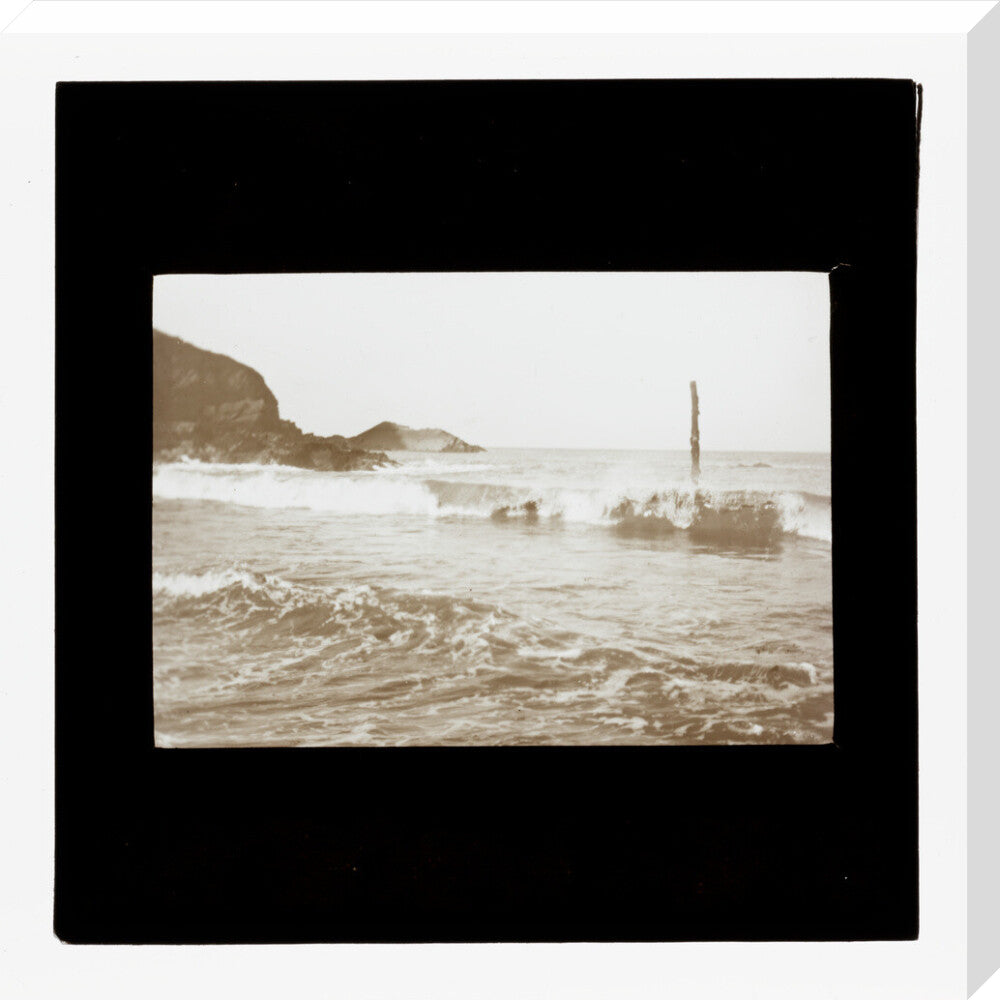 A magic lantern slide of Hele Bay, North Devon by Birt Acres, c. 1893. stretched canvas large none Art Print - Science Museum Shop