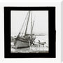 A magic lantern slide of a boat in harbour by Birt Acres, c. 1893. stretched canvas large none Art Print - Science Museum Shop