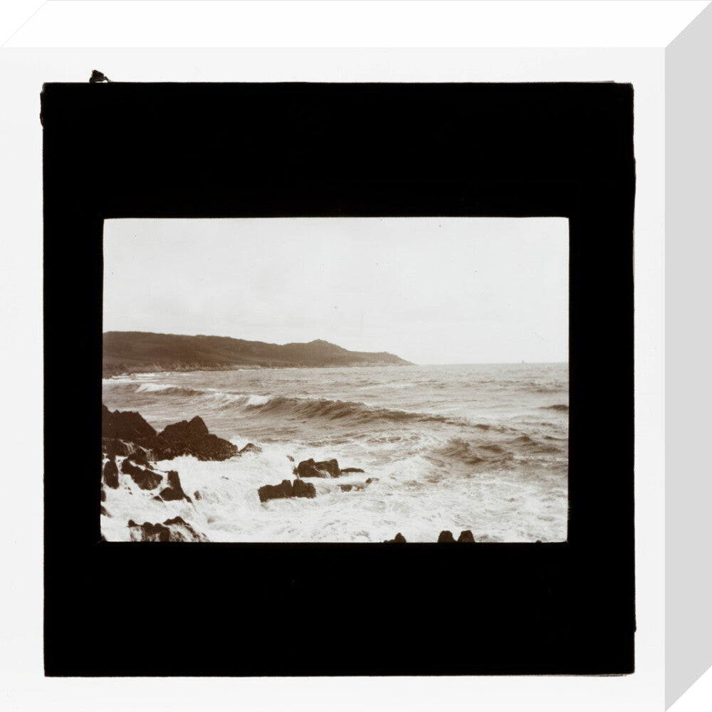 A magic lantern slide entitled 'Mortehoe, North Devon', by Birt Acres, 1893. stretched canvas small none Art Print - Science Museum Shop