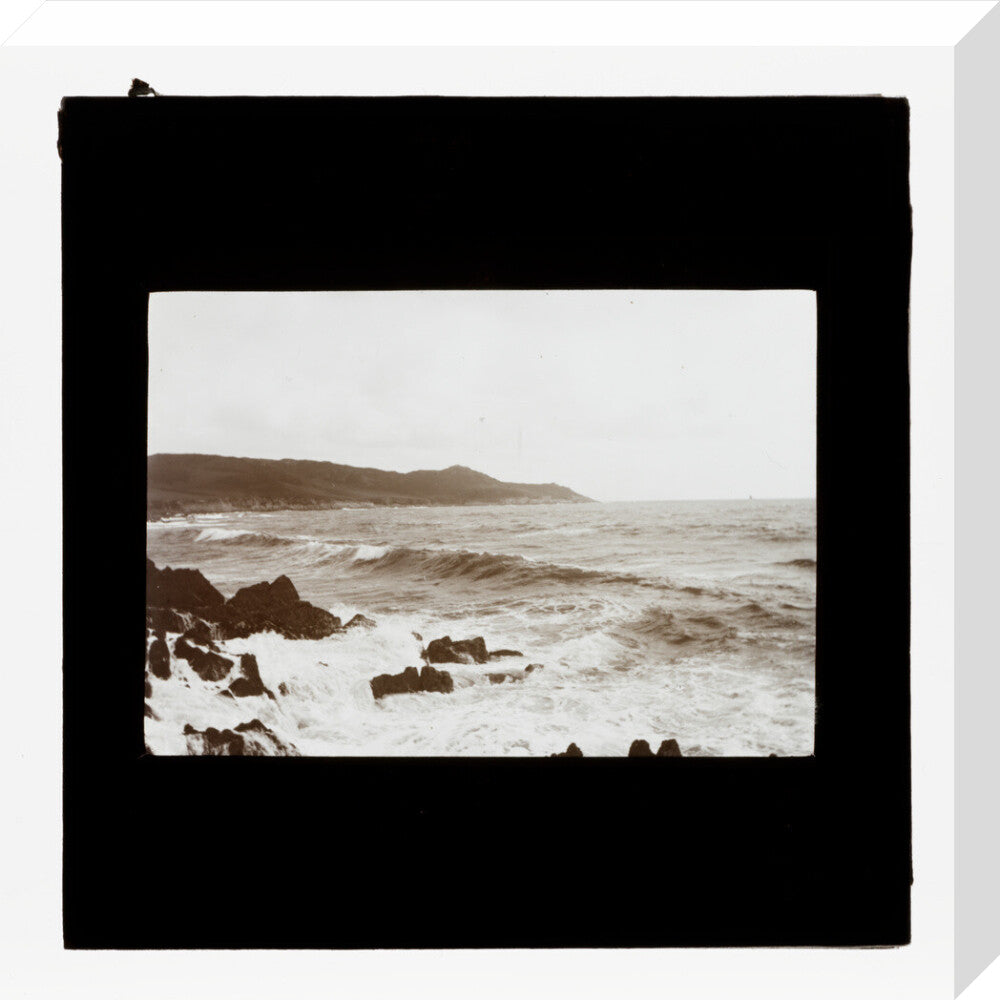 A magic lantern slide entitled 'Mortehoe, North Devon', by Birt Acres, 1893. stretched canvas medium none Art Print - Science Museum Shop